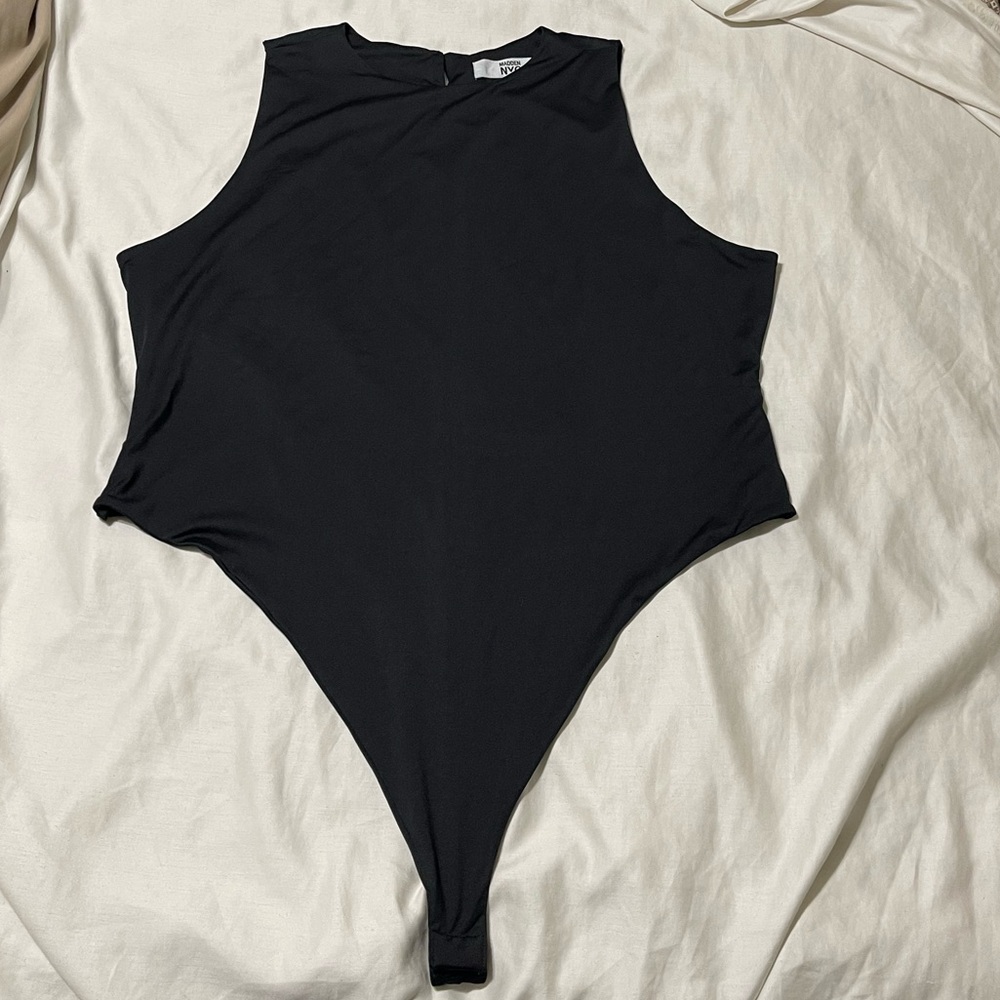 Steve Madden Black Asymmetrical Bodysuit
